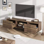 Industrial TV Stand for 75 Inch, Natural Entertainment Center with 2 Drawers and Heavy Duty Support Leg, Wooden Media Cabinet TV Console Table