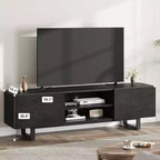 Industrial TV Stand for 75 Inch, Natural Entertainment Center with 2 Drawers and Heavy Duty Support Leg, Wooden Media Cabinet TV Console Table