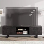 Industrial TV Stand for 75 Inch, Natural Entertainment Center with 2 Drawers and Heavy Duty Support Leg, Wooden Media Cabinet TV Console Table