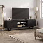 Industrial TV Stand for 75 Inch, Natural Entertainment Center with 2 Drawers and Heavy Duty Support Leg, Wooden Media Cabinet TV Console Table