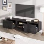 Industrial TV Stand for 75 Inch, Natural Entertainment Center with 2 Drawers and Heavy Duty Support Leg, Wooden Media Cabinet TV Console Table