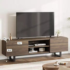 Industrial TV Stand for 75 Inch, Natural Entertainment Center with 2 Drawers and Heavy Duty Support Leg, Wooden Media Cabinet TV Console Table