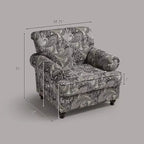 Bloemen gestoffeerde stoel - chenille stof, gezellige loungestoel voor woonkamer, slaapkamer of kantoor
