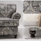 Bloemen gestoffeerde stoel - chenille stof, gezellige loungestoel voor woonkamer, slaapkamer of kantoor