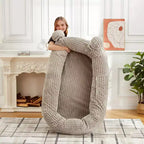 Menschliches Hundebett, 71''x45''x12'' großes Hundebett mit Decke, Aufbewahrungstaschen, tragbarer Griff, abnehmbarer Bezug, Haustierbett in Menschengröße für Erwachsene