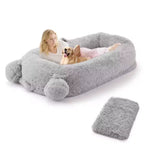 Menschliches Hundebett, 71''x45''x12'' großes Hundebett mit Decke, Aufbewahrungstaschen, tragbarer Griff, abnehmbarer Bezug, Haustierbett in Menschengröße für Erwachsene