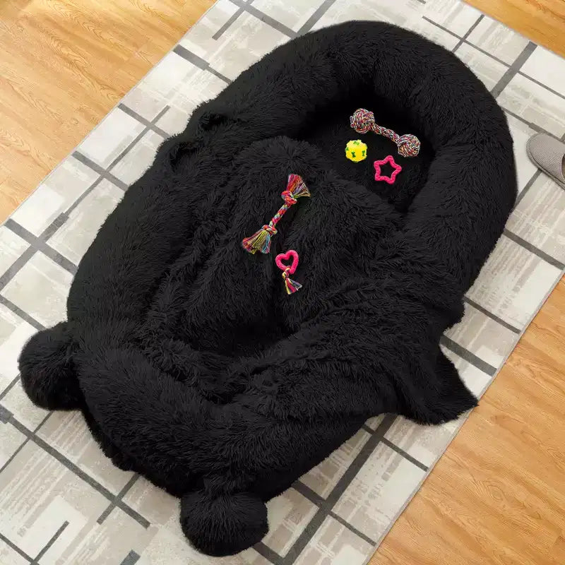 Menschliches Hundebett, 71''x45''x12'' großes Hundebett mit Decke, Aufbewahrungstaschen, tragbarer Griff, abnehmbarer Bezug, Haustierbett in Menschengröße für Erwachsene