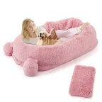 Menschliches Hundebett, 71''x45''x12'' großes Hundebett mit Decke, Aufbewahrungstaschen, tragbarer Griff, abnehmbarer Bezug, Haustierbett in Menschengröße für Erwachsene