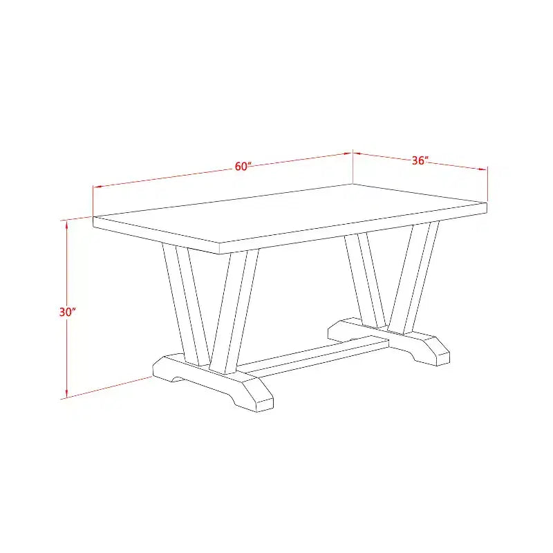 V-Style Rectangular Dining Table, 36"x60", Modern Design for Dining Room