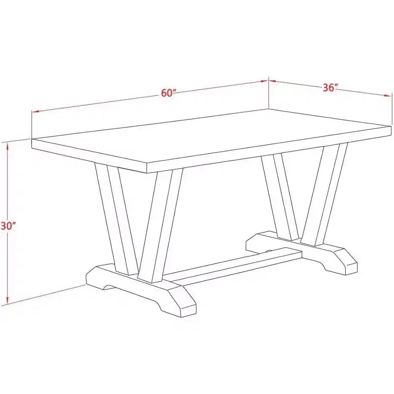 Prostokątny stół jadalniany w stylu V, 36"x60", nowoczesny design do jadalni