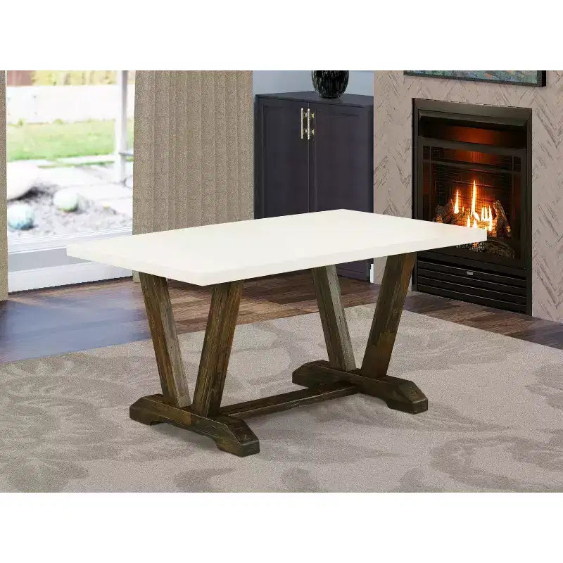 V-Style Rectangular Dining Table, 36"x60", Modern Design for Dining Room