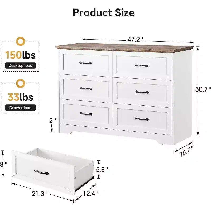 5/6 Schubladen Kommode für Schlafzimmer, Schubladenschrank, moderner Bauernhaus-Holzkommode, Aufbewahrungsorganisator Kommode für Schlafzimmer, Wohnzimmer, Kinderzimmer