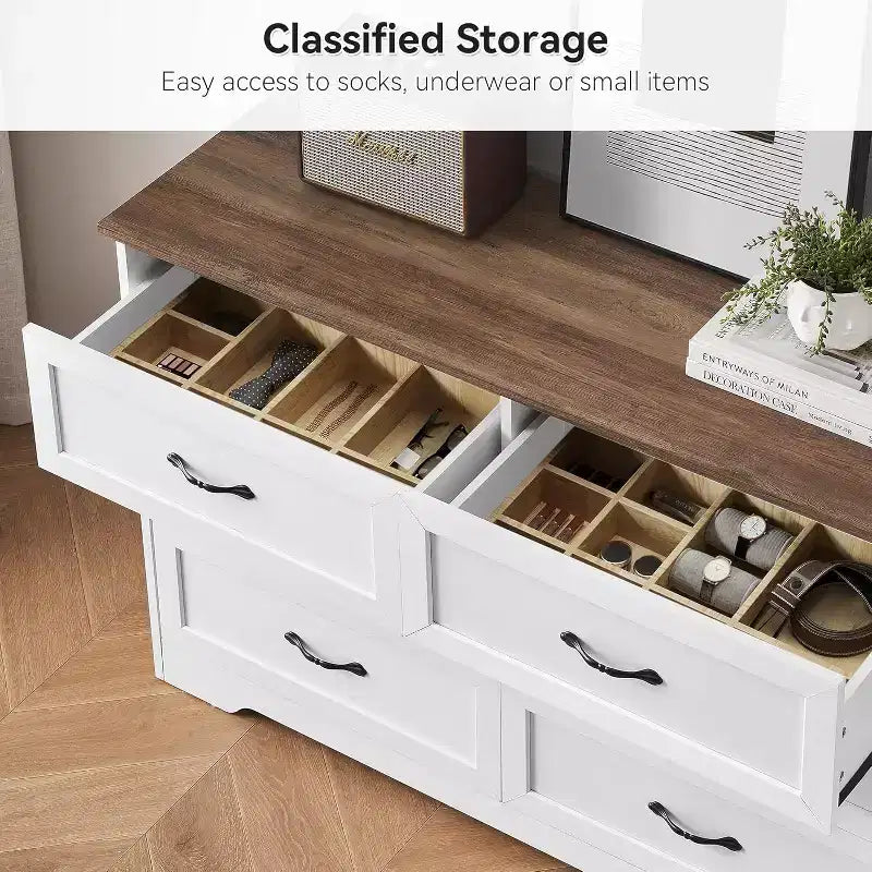 5/6 Schubladen Kommode für Schlafzimmer, Schubladenschrank, moderner Bauernhaus-Holzkommode, Aufbewahrungsorganisator Kommode für Schlafzimmer, Wohnzimmer, Kinderzimmer