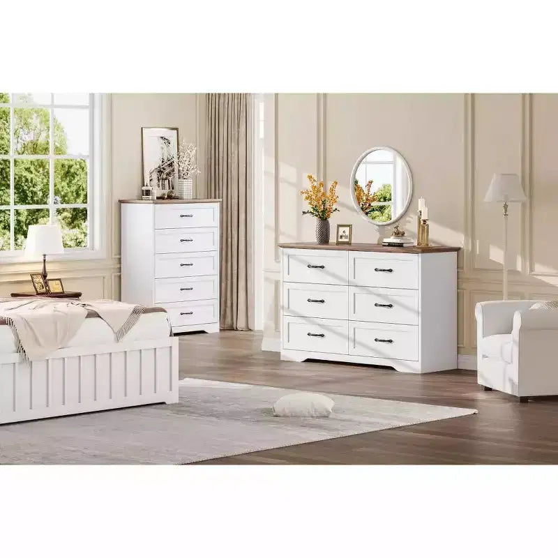 5/6 Schubladen Kommode für Schlafzimmer, Schubladenschrank, moderner Bauernhaus-Holzkommode, Aufbewahrungsorganisator Kommode für Schlafzimmer, Wohnzimmer, Kinderzimmer