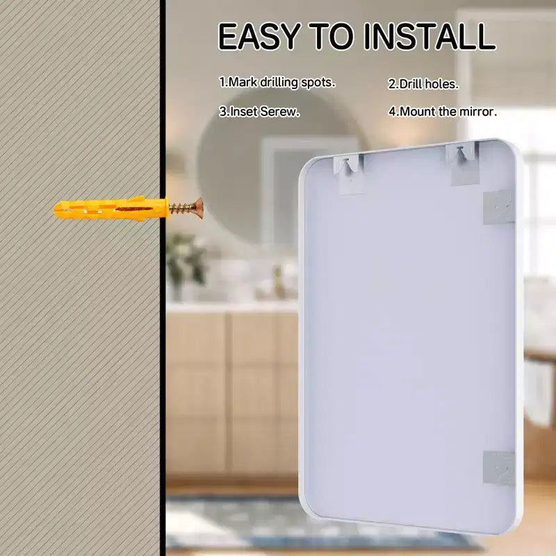 Mat Banyo Aynası, Lavabo Üstü İçin Yuvarlatılmış Dikdörtgen Makyaj Aynası, Duvar Aynası, HD Temperli Cam ve Paslanmaz Alüminyum Çerçeve