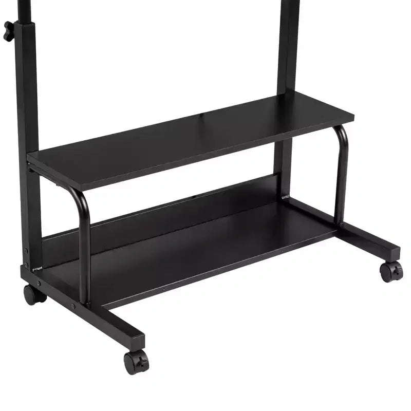Rolling Height-Adjustable Laptop Desk with Charging Station & 2 USB Ports, Side Table