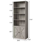 71,4 cm hoher Bauernhaus 6-Regal Holzbuchschrank mit Türen, Industrielle Vitrine für Schlafzimmer, Wohnzimmer & Büro