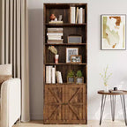 71,4 cm hoher Bauernhaus 6-Regal Holzbuchschrank mit Türen, Industrielle Vitrine für Schlafzimmer, Wohnzimmer & Büro