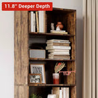 71,4 cm hoher Bauernhaus 6-Regal Holzbuchschrank mit Türen, Industrielle Vitrine für Schlafzimmer, Wohnzimmer & Büro