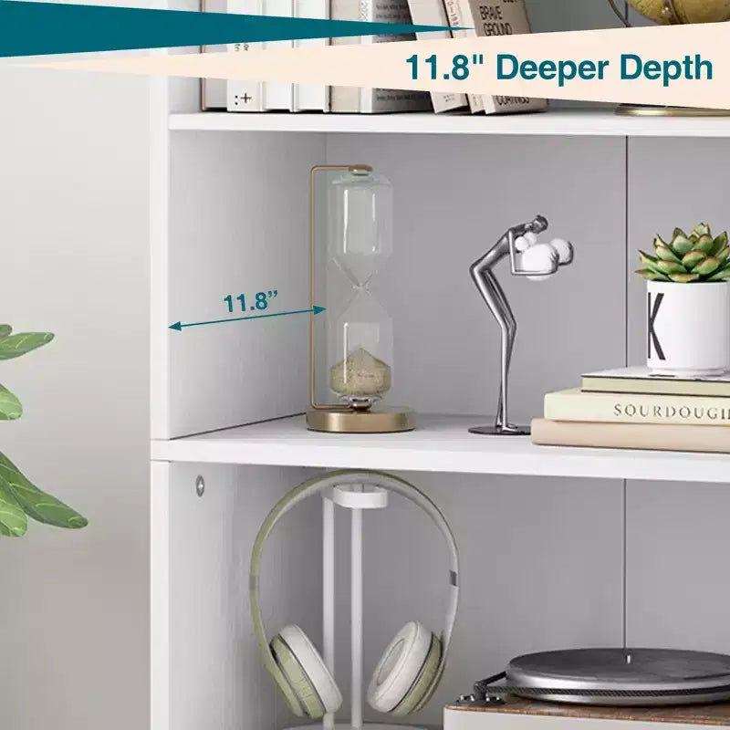 71,4 cm hoher Bauernhaus 6-Regal Holzbuchschrank mit Türen, Industrielle Vitrine für Schlafzimmer, Wohnzimmer & Büro