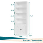 71,4 cm hoher Bauernhaus 6-Regal Holzbuchschrank mit Türen, Industrielle Vitrine für Schlafzimmer, Wohnzimmer & Büro