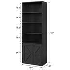 71,4 cm hoher Bauernhaus 6-Regal Holzbuchschrank mit Türen, Industrielle Vitrine für Schlafzimmer, Wohnzimmer & Büro