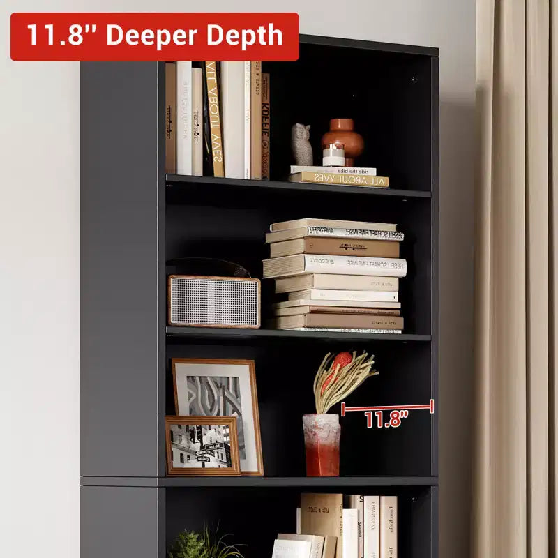 71,4 cm hoher Bauernhaus 6-Regal Holzbuchschrank mit Türen, Industrielle Vitrine für Schlafzimmer, Wohnzimmer & Büro