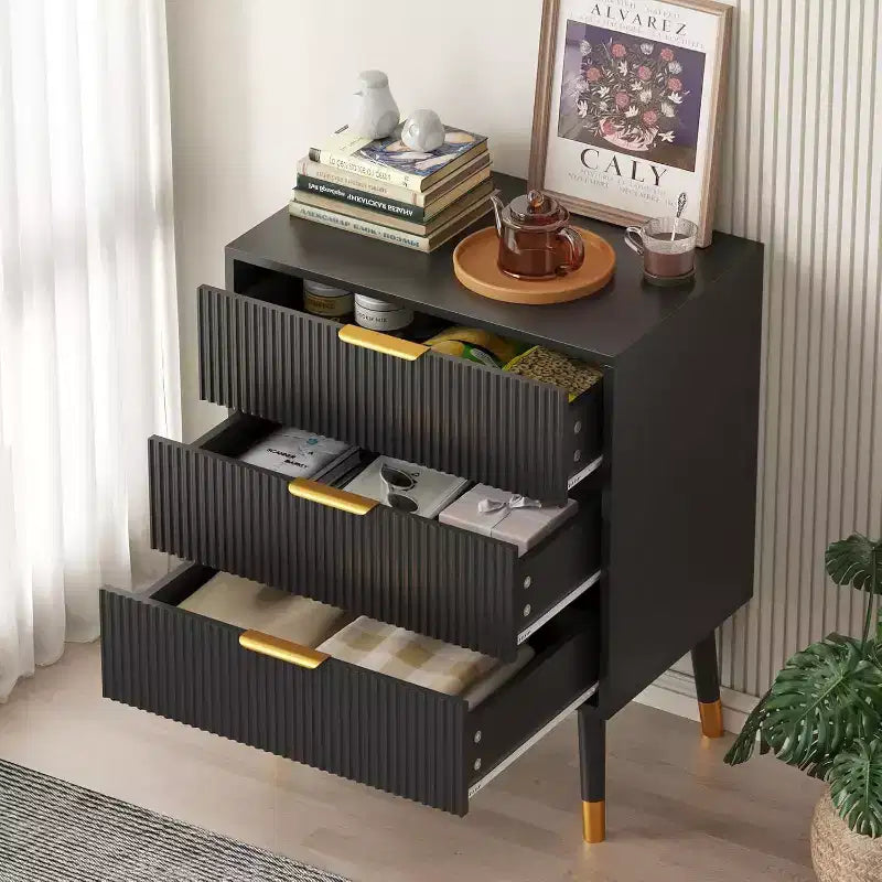 3-Schubladen Moderner Kommode - Breiter Nachttisch & Stauraum für Schlafzimmer & Wohnzimmer