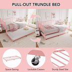 Metall Twin Tagesbett, Twin-Size Tagesbett mit ausziehbarem Bett und Kopfteil, Metallsofabettgestell mit Stahl-Lattenrost für Wohnzimmer, Schlafzimmer