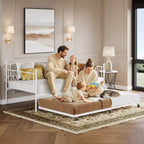 Tagesbett mit Ausziehbett, Metall Twin Tagesbettgestell mit Kopfteil, multifunktionale Matratzenplattform Sofa-Bett für Schlafzimmer, Wohnzimmer, Gästezimmer