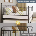 Tagesbett mit Ausziehbett, Metall Twin Tagesbettgestell mit Kopfteil, multifunktionale Matratzenplattform Sofa-Bett für Schlafzimmer, Wohnzimmer, Gästezimmer
