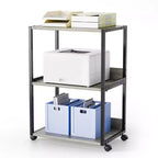 3-stufiger Druckerständer, Spanplatte, gewaschenes Grau, 15,7"x12"x25,6", Büroaufbewahrung