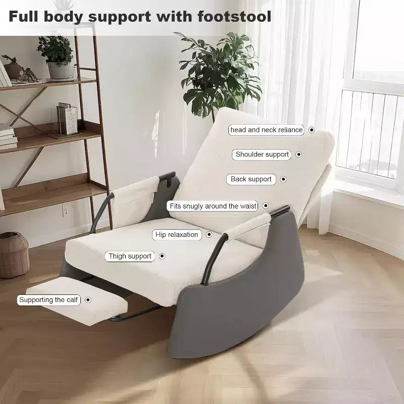3-Position Foldable Glider Rocker with Hidden Footrest, 330 lbs Capacity, Corduroy