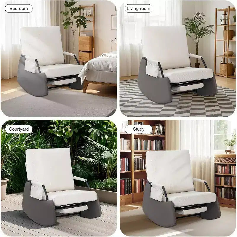 3-Position Foldable Glider Rocker with Hidden Footrest, 330 lbs Capacity, Corduroy