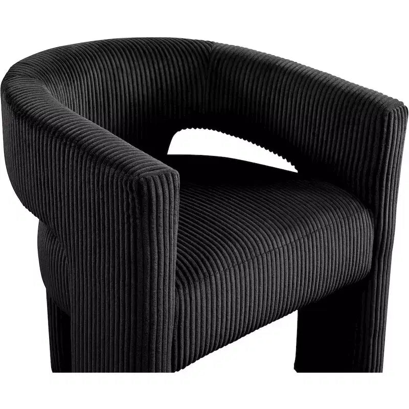 Cordstoff Akzent Esszimmerstuhl, Fass-Design, gepolstert mit Holzrahmen, Beige