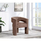 Cordstoff Akzent Esszimmerstuhl, Fass-Design, gepolstert mit Holzrahmen, Beige
