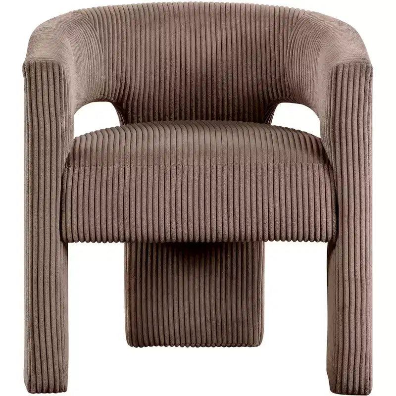 Cordstoff Akzent Esszimmerstuhl, Fass-Design, gepolstert mit Holzrahmen, Beige