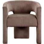 Cordstoff Akzent Esszimmerstuhl, Fass-Design, gepolstert mit Holzrahmen, Beige