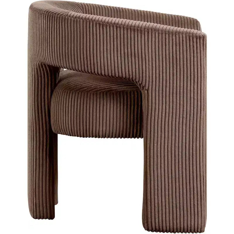 Cordstoff Akzent Esszimmerstuhl, Fass-Design, gepolstert mit Holzrahmen, Beige