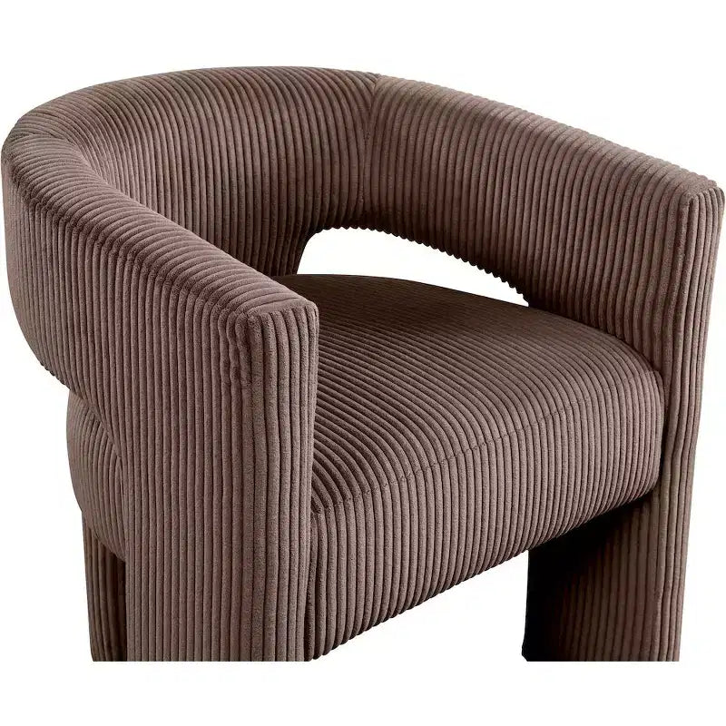 Cordstoff Akzent Esszimmerstuhl, Fass-Design, gepolstert mit Holzrahmen, Beige