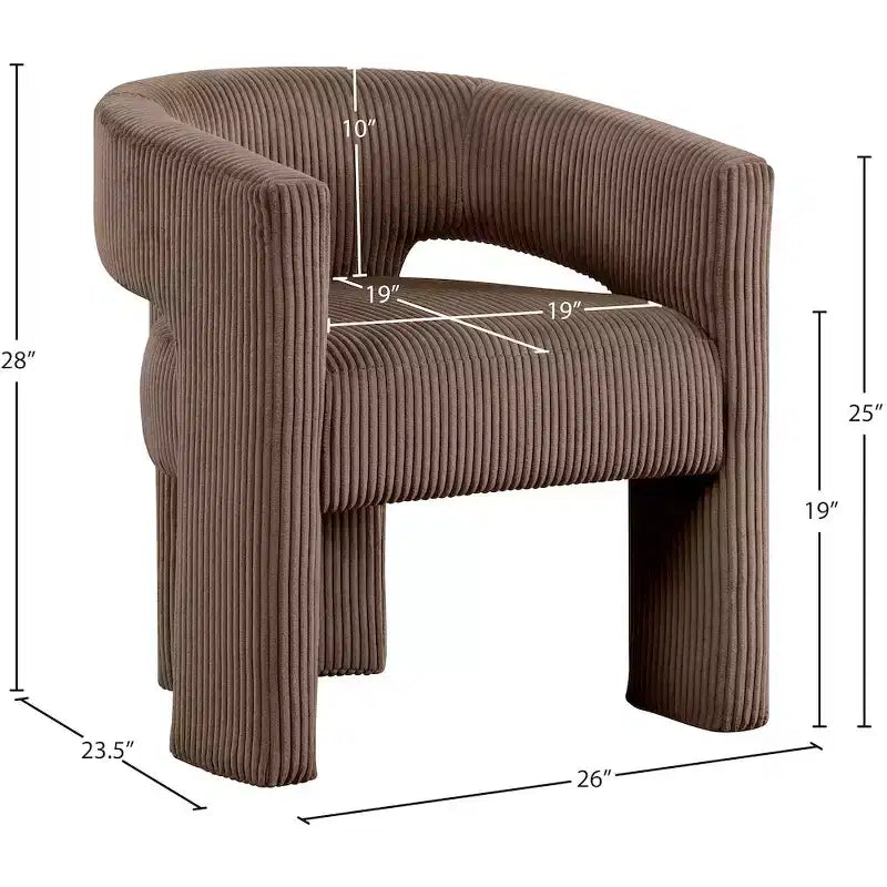 Cordstoff Akzent Esszimmerstuhl, Fass-Design, gepolstert mit Holzrahmen, Beige