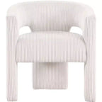 Cordstoff Akzent Esszimmerstuhl, Fass-Design, gepolstert mit Holzrahmen, Beige