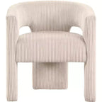 Cordstoff Akzent Esszimmerstuhl, Fass-Design, gepolstert mit Holzrahmen, Beige