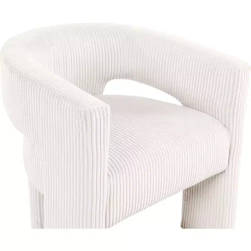 Cordstoff Akzent Esszimmerstuhl, Fass-Design, gepolstert mit Holzrahmen, Beige
