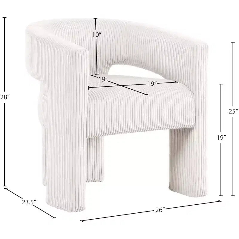 Cordstoff Akzent Esszimmerstuhl, Fass-Design, gepolstert mit Holzrahmen, Beige