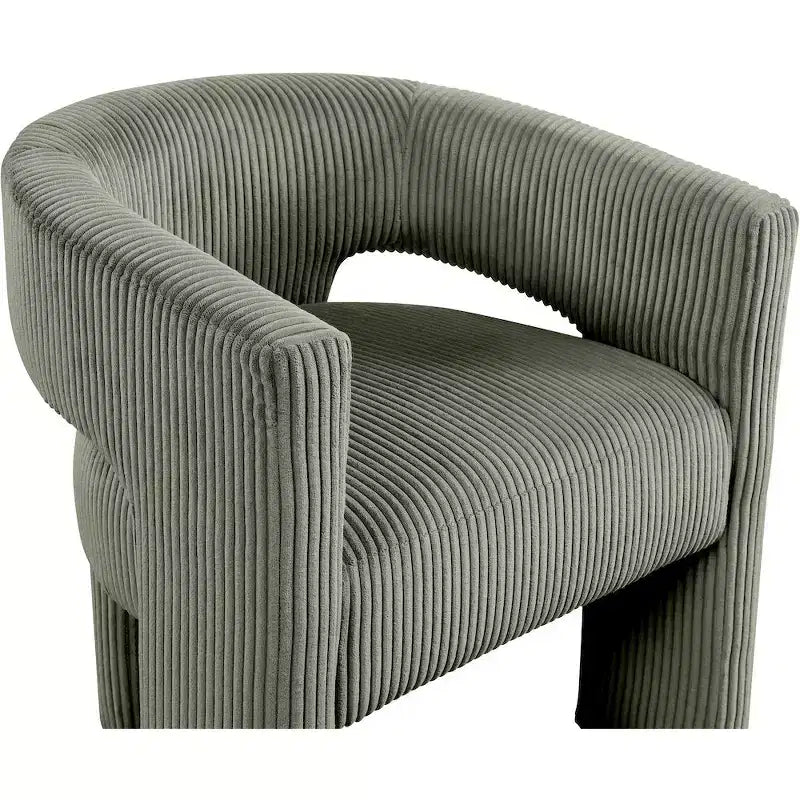 Cordstoff Akzent Esszimmerstuhl, Fass-Design, gepolstert mit Holzrahmen, Beige