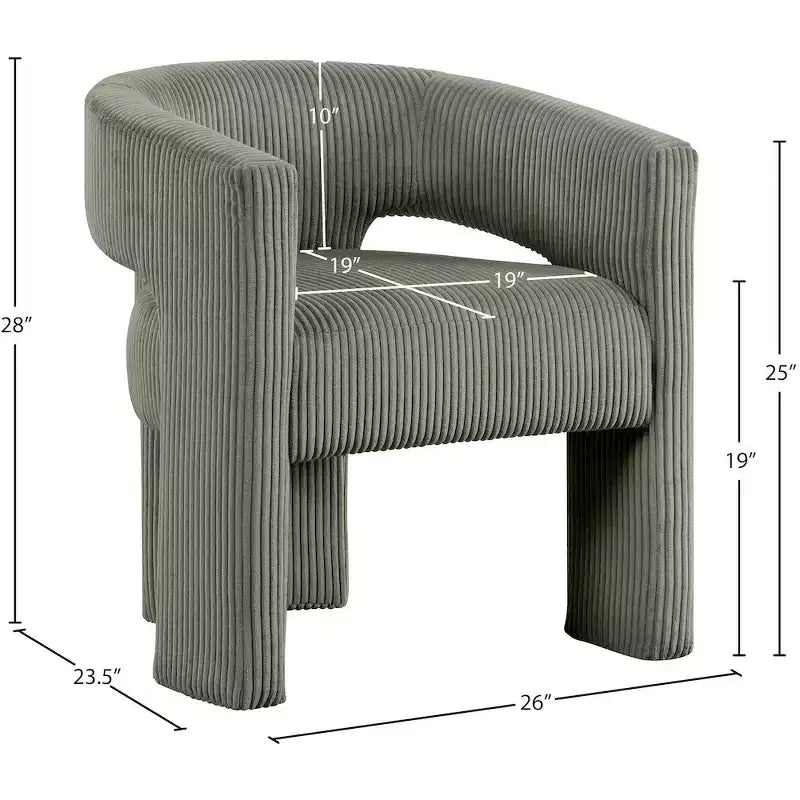 Cordstoff Akzent Esszimmerstuhl, Fass-Design, gepolstert mit Holzrahmen, Beige