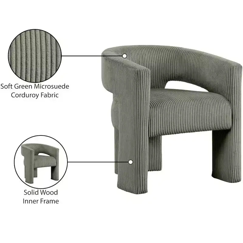 Cordstoff Akzent Esszimmerstuhl, Fass-Design, gepolstert mit Holzrahmen, Beige