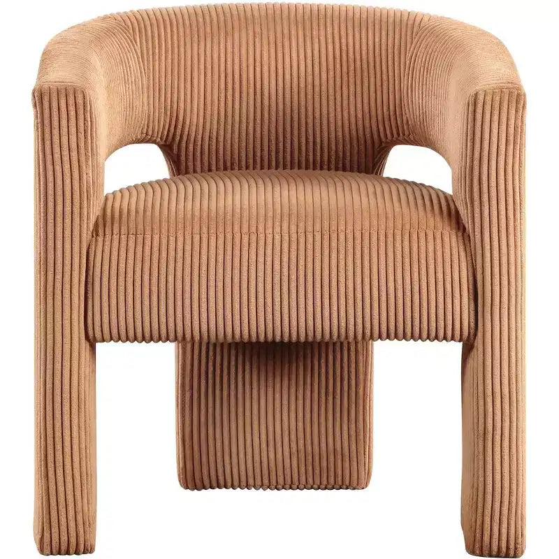 Cordstoff Akzent Esszimmerstuhl, Fass-Design, gepolstert mit Holzrahmen, Beige