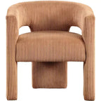 Cordstoff Akzent Esszimmerstuhl, Fass-Design, gepolstert mit Holzrahmen, Beige